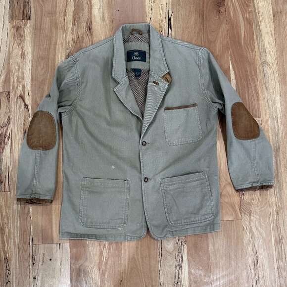 Vintage Orvis Chore Barn Field Elbow Patches Jacket Khaki Tan Men's Large - Picture 7 of 10